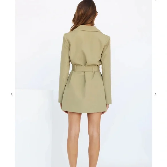 Lioness Steinway v neck blazer mini dress with tie in sage green - Picture 4 of 7
